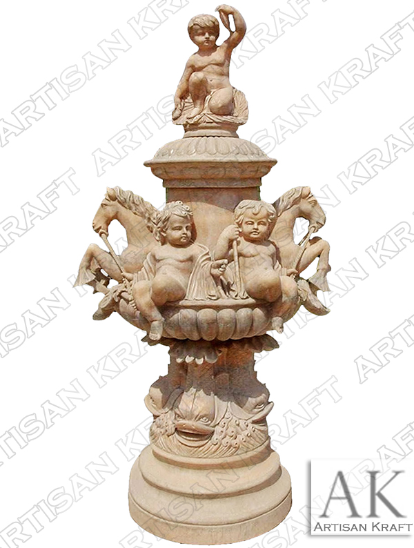 Cherubim Hand Carved Marble Fountain