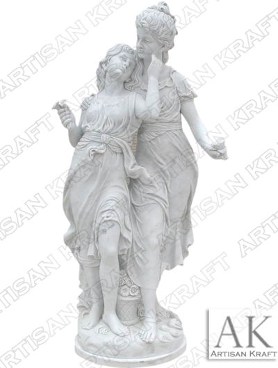 Mother and Daughter Marble Statue