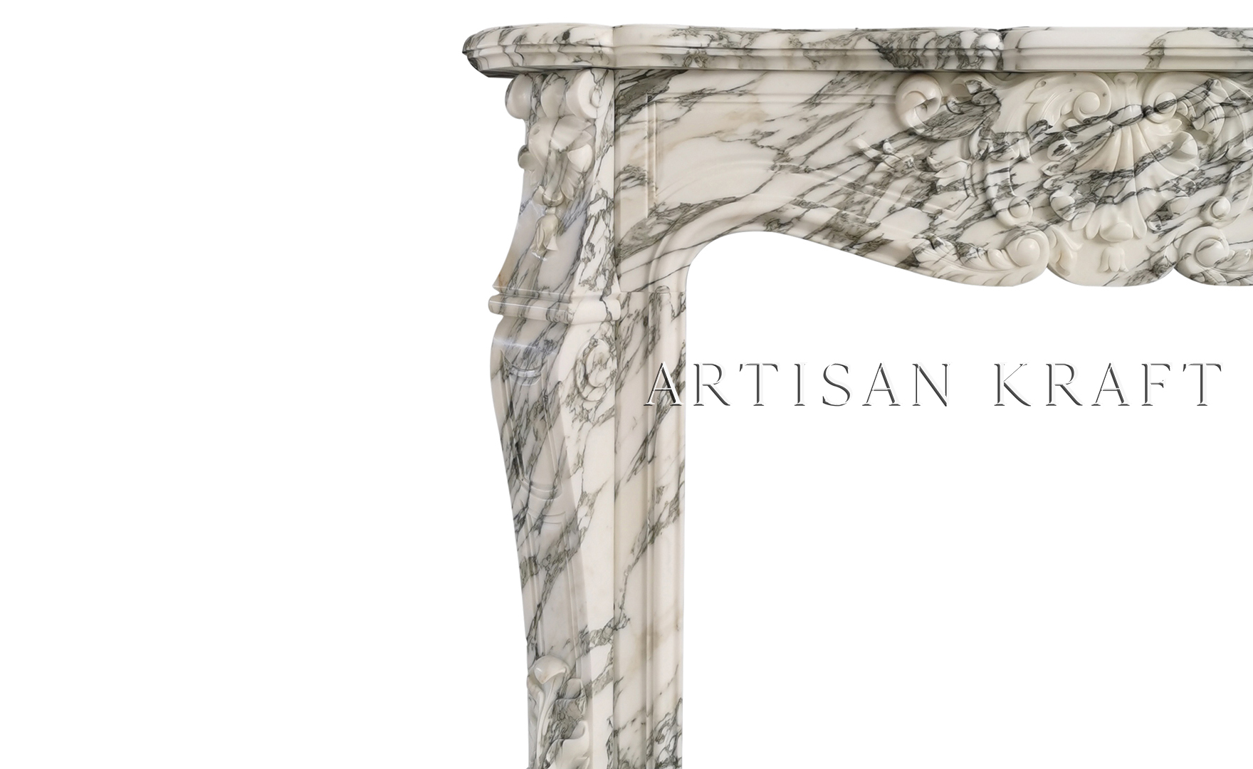 Versailles Arabescato Marble Fireplace Stock - Artisan Kraft