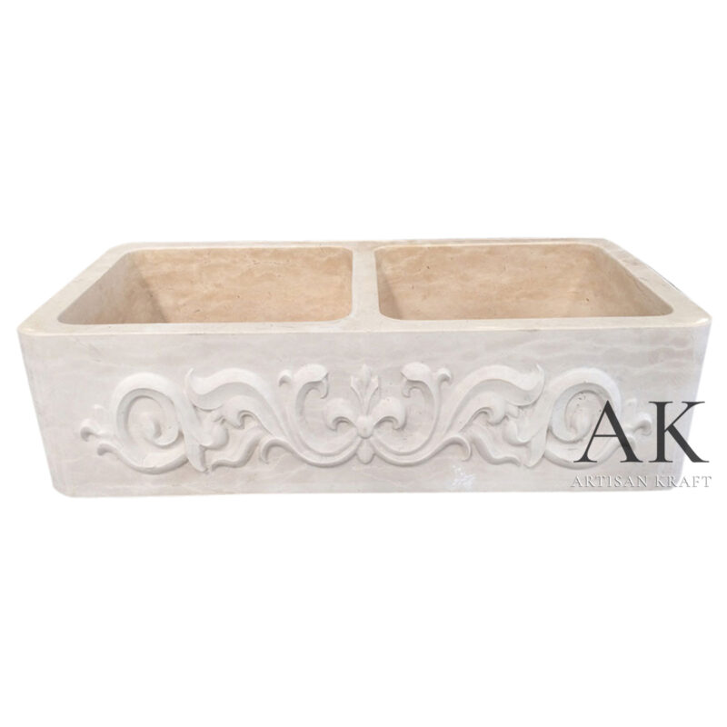 Beige Marble Double Sided Farmhouse Sink