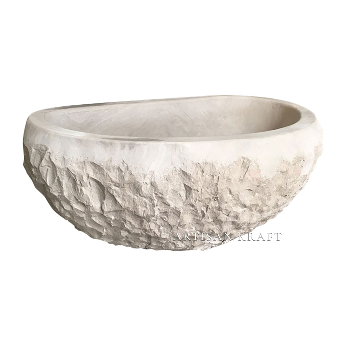 Pacific Chiseled Stone Bathtub - Artisan Kraft