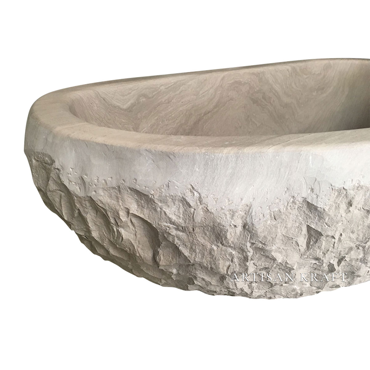 Pacific Chiseled Stone Bathtub - Artisan Kraft