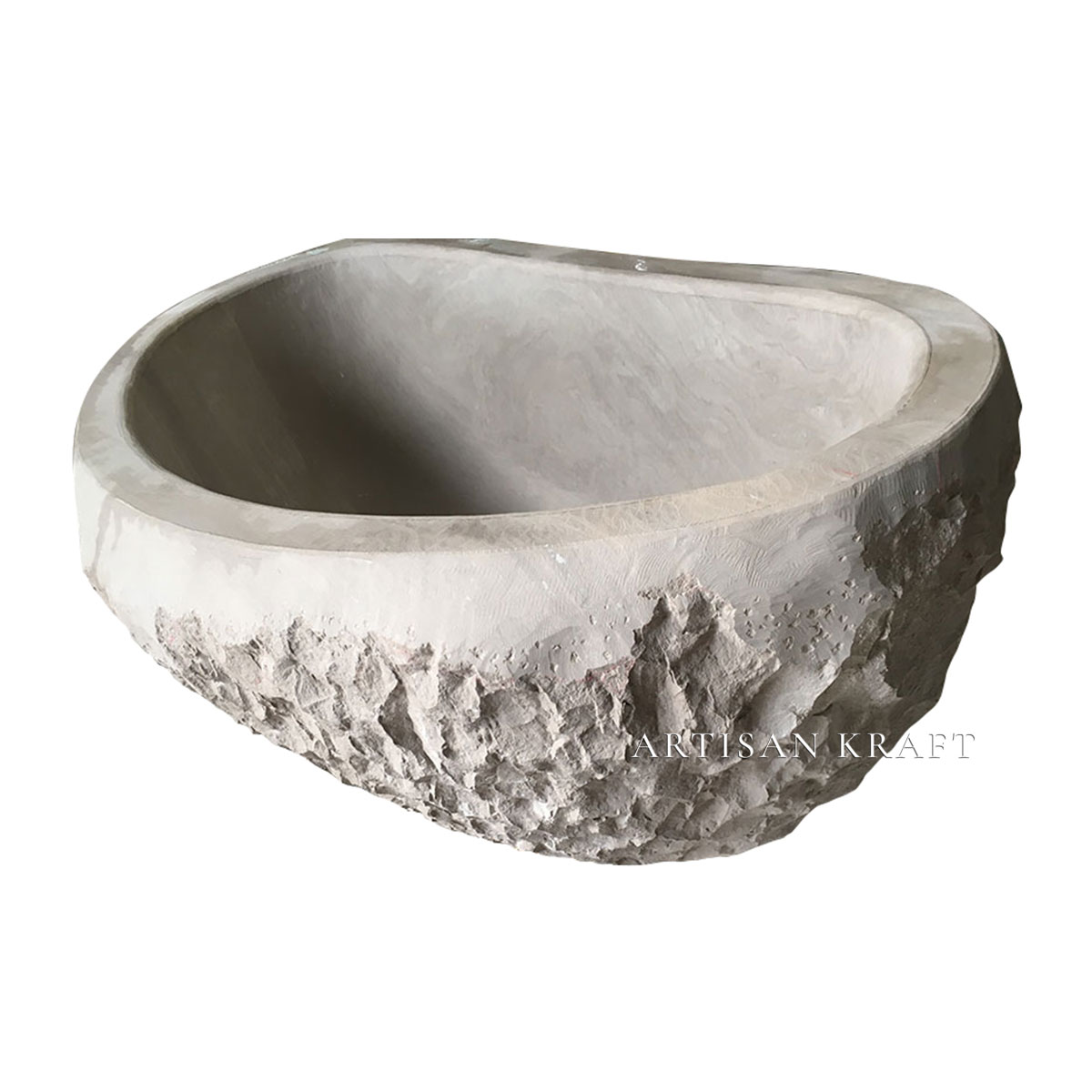 Pacific Chiseled Stone Bathtub - Artisan Kraft